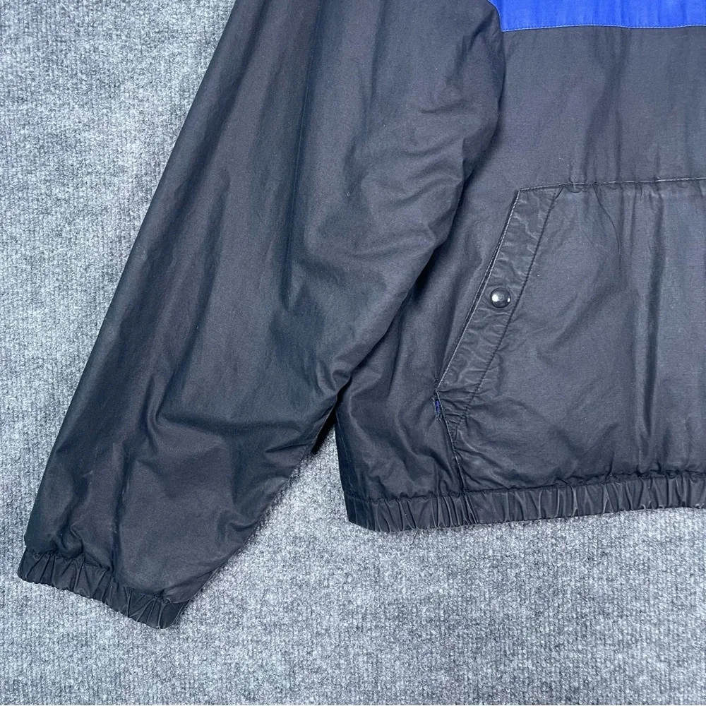 Vintage Polo Mens Large Black Blue Color Block Wool Collar Fleece‎ Lined Jacket